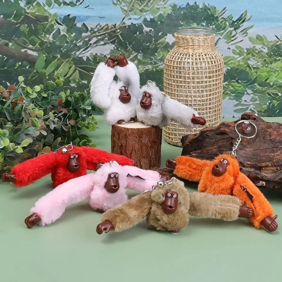 Plush Long-armed Monkey Keychain Gorilla Backpack Pendant Animal Bag Pendants Key Ring Decoration Adult Child Birthday Gifts