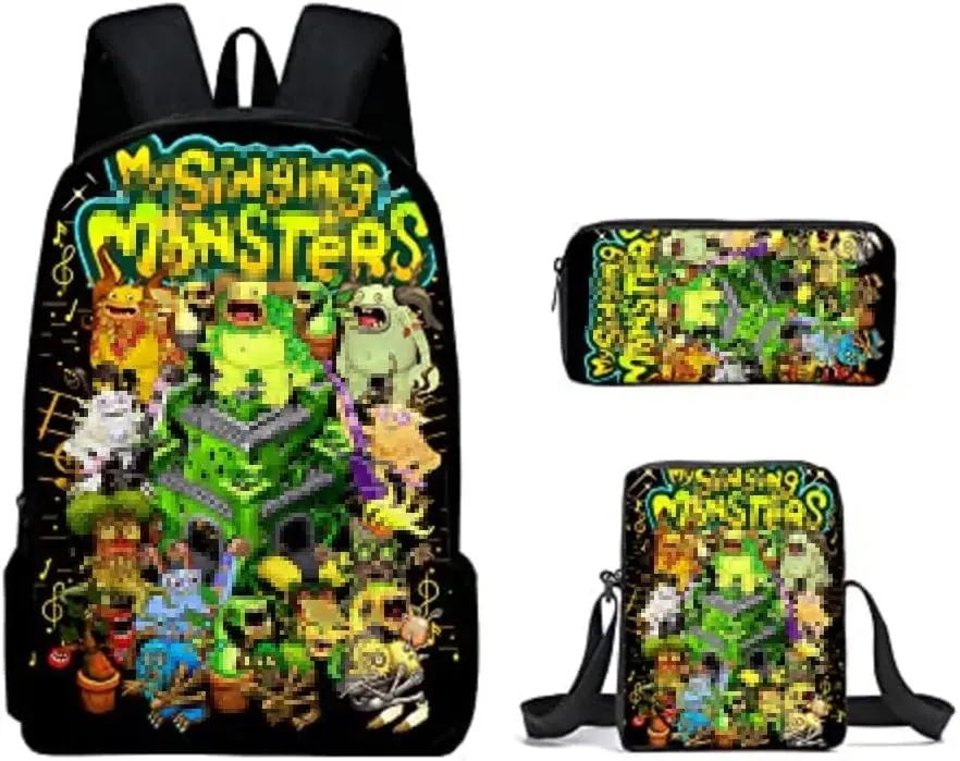 Monsters Backpack 3Pcs Set - Perfect for Casual Daypacks (3pcs)