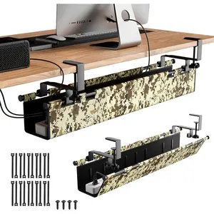 Under Desk  Management Tray,No-Drill Standing Desk  Organizer With 2 Mounting Options - Clamp Or Screw Mounting,Upgraded  & Thickened Cord Holder For  Office,38.6"L x 6"W