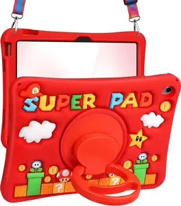 Cute Cartoon Case for iPad 10th Gen 2022 & 11th Gen 2025 - Red LDO Silicone 3D Design with Detachable Lanyard & Multi-Angle Kickstand for Girls Women Teens, Red
