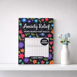 Anxiety Relief Puzzle Book for Adults 1200 Words Large Print Positive Word Search with Quotes & Solutions Ideal for Daily Unwinding