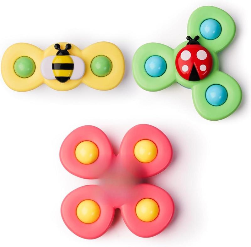 Strong Suction Cup Fidget Rotating Sensory Bath Toys for Baby, Airplane Car Travel Table & Window Toys for Toddler Boys and Girls, 12+ Months