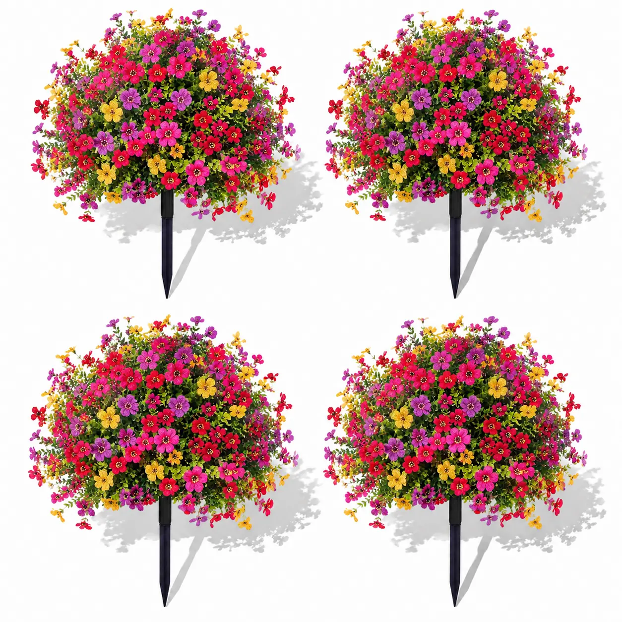 UV Resistant & Waterproof Artificial Flower Topiary Balls with Stakes, 2 Pack/4 Pack Realistic Faux Floral Decor for Outdoor Flowers, Garden, Porch, Front Door, Summer Home Decor, Fall Room Decor & DIY Garden Makeover