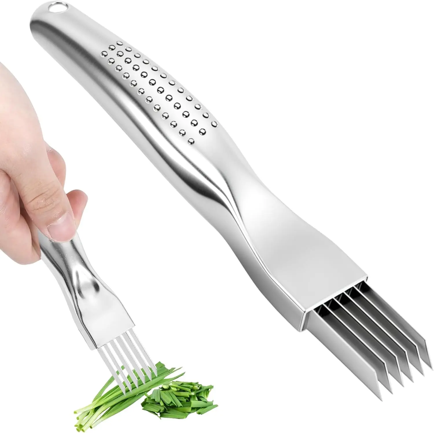 Green Onion Knife with Stainless Blade,Garlic Slicer,Green Onion Slicer Shredder Knife,Tool Vegetable 6 Blade,6.4''X0.8'',Non-slip Handle