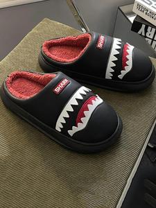 men's casual shark design fuzzy house slippers, soft comfortable home slippers, warm slippers for indoor & outdoor use for all seasons valentine's day gift for men, shoes for men