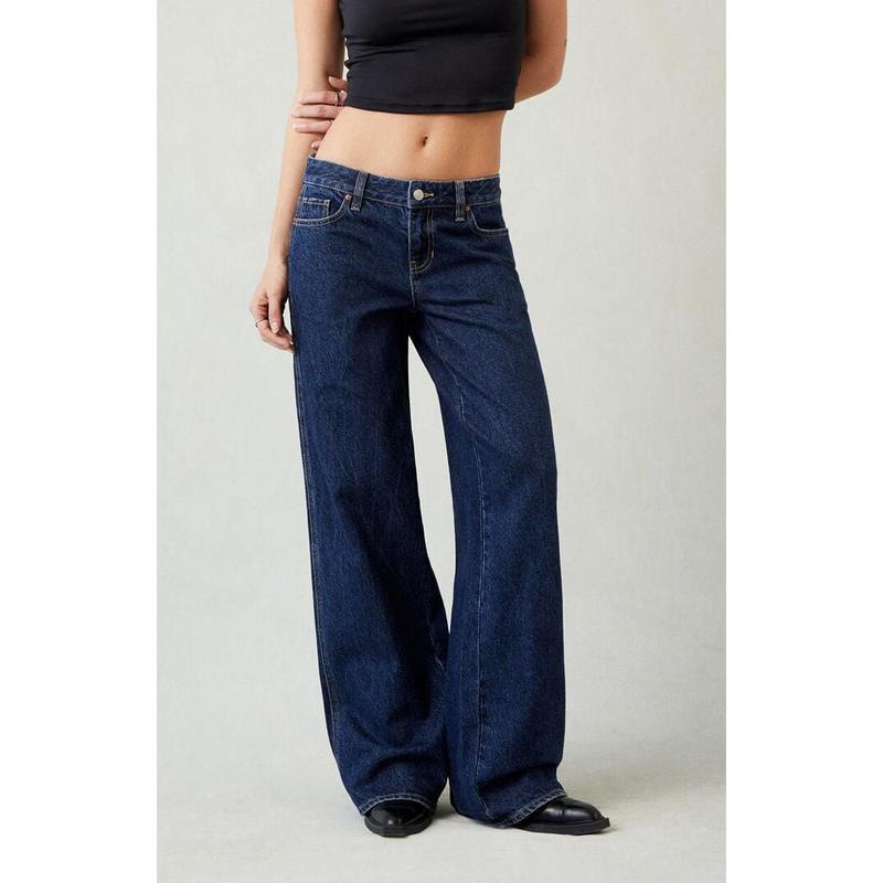 Pacsun Women's Casey Low Rise Baggy Jeans Dark Indigo