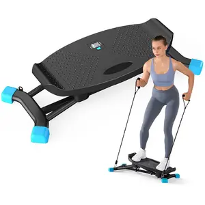 Indoor Ski Exercise Machine with LCD Display & Resistance Bands, Home Ski Trainer Simulator, Full Body Cardio Balance Workout Equipment