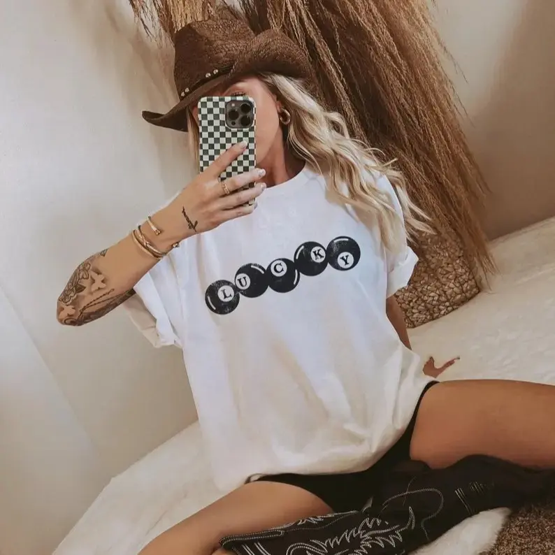 Lucky 8 Balls Tee  Retro Graphic Tee  Trendy Aesthetic Vintage Inspired Graphic Tee  Lucky Girl Shirt,shop