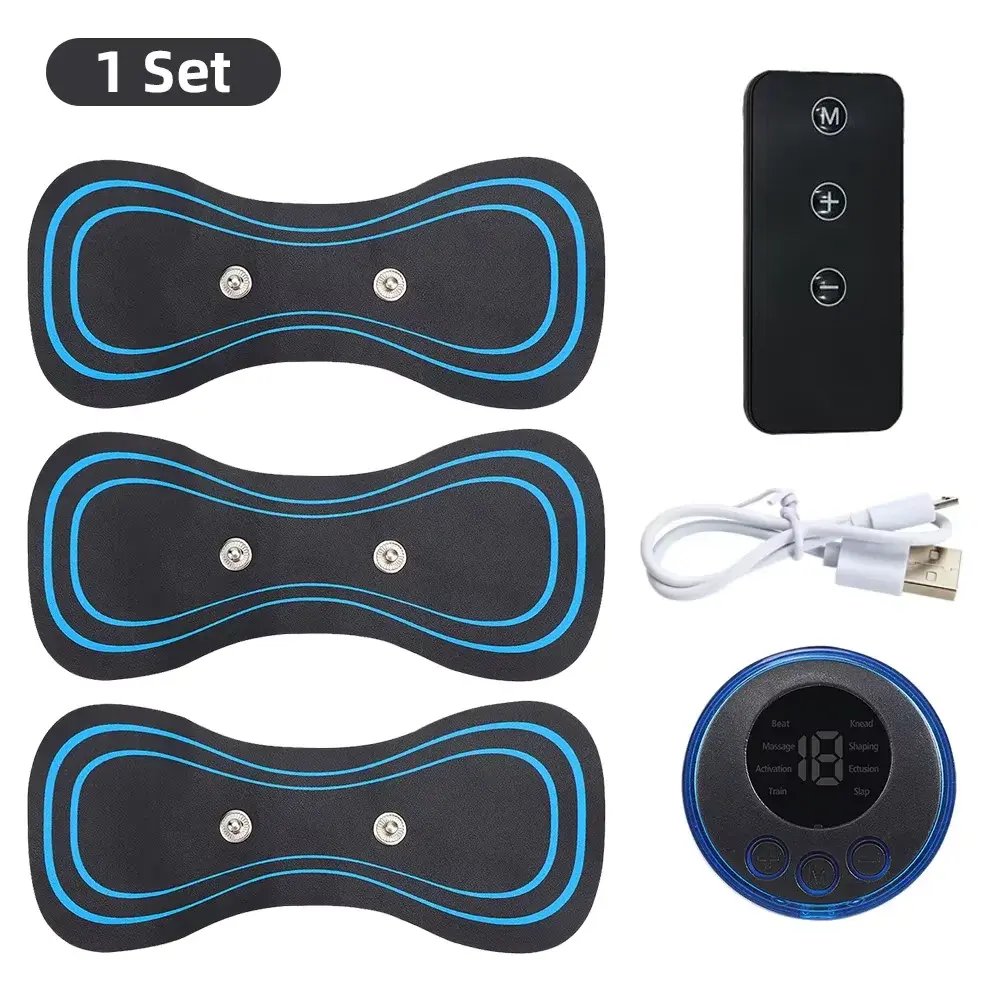 Electric Muscle Massager Set, EMS Neck Therapy Machine with 8 Modes, 19 Strength Levels, Lightweight Cordless Portable Vibrating Treatment Instrument