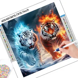Tiger Pattern DIY Diamond Arts Colorful Painting Kit without Frame, DIY 5D Diamond Arts Colorful Painting Kit, Wall Art Decor for Home Living Room Bedroom