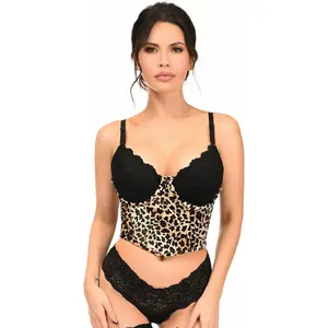 Lavish Leopard Velvet Underwire Open Cup Cincher Corset