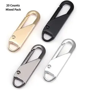 20 Counts Detachable Zipper Pulls, Zinc Alloy Zipper Tab Replacement for Most Zippers, Easy to Install & Repair