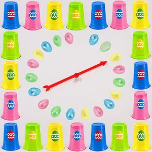 Easter Spinner Roulette Party Game Set: with 20 Cups, Stickers & Foam Eggs - Fun Family Party Game for Easter, Spring & Birthday Gatherings