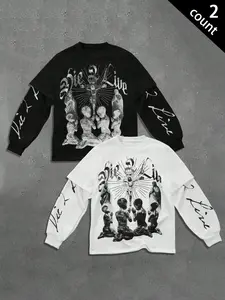 Men & Women Casual Fitted Pullover Sweater Set, Christmas Cartoon Print Design, Fall Winter Moderate Fabric, Comfortable Daily Wear