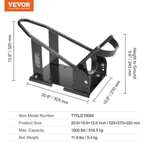 VEVOR Motorcycle Wheel Chock, 1800 lbs Capacity Wheel Cradle Holder, Heavy-duty Steel Motorcycle Front Wheel Stand with 3 Adjustable Holes, For 15-21 Off-Road Motorcycles, Standard Motorcycles