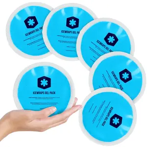 ICEWRAPS Round Ice Packs for Injuries Reusable Hot & Cold Gel Packs for Injuries Fast Relief & Recovery Pack of 5 Blue Flexible When Frozen Skin-Friendly Cloth Backing