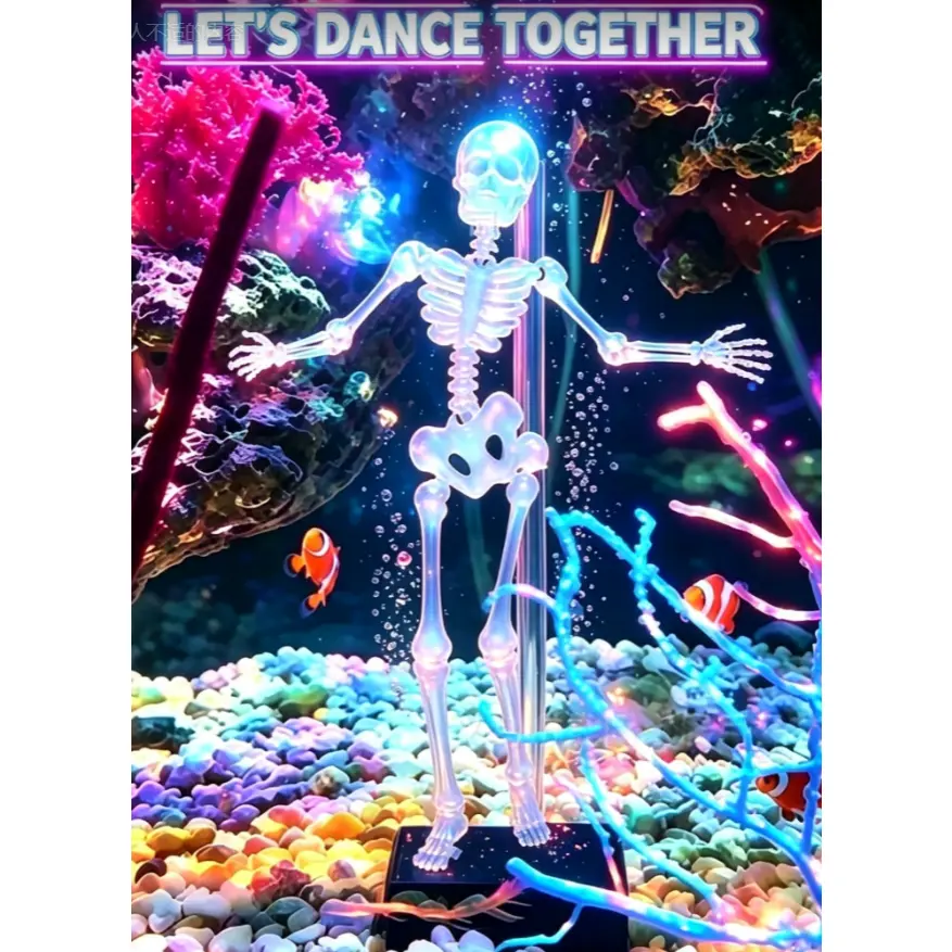 Fish tank bubbler decoration, realistic interactive ornament, dancing skeleton aquarium bubbler, comes with air hose