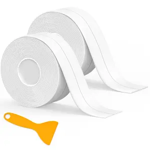 Caulk Tape Waterproof Self Adhesive, 3 Rolls Toilet Caulk Sealing Strip, Bathtub Caulking Sealant Tape for Kitchen, Bathroom, Countertop, Sink, Floor Wall Edge Protector(1.5" x 10.5Ft)