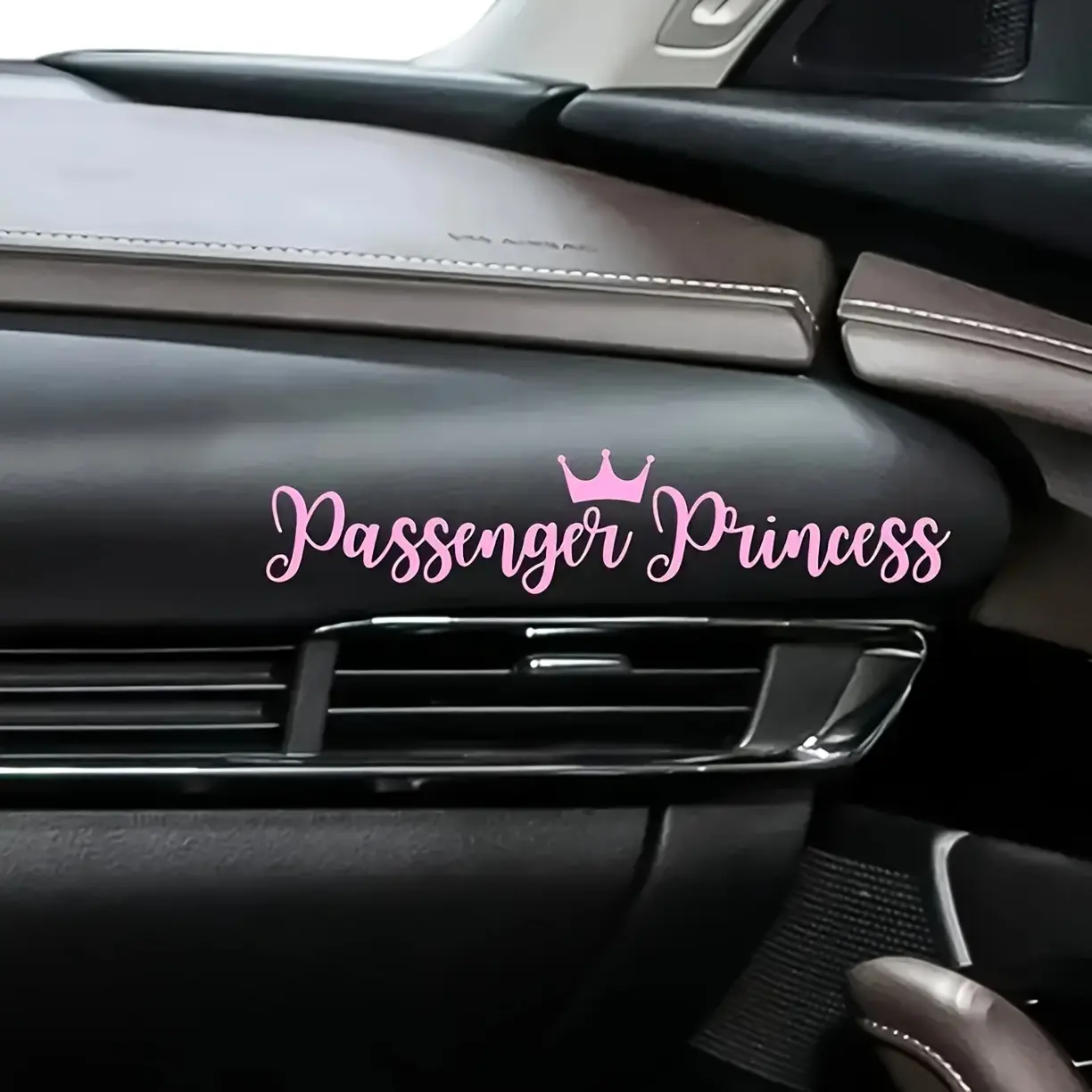 Passenger Princess Crown Car Sticker - Pink And White, Made of Durable PVC, Self-Adhesive for Laptops, Adorable And Trendy Look for Young Drivers, Car Accessories Women, Girly Car Accessories, Car Decoration, Fun Design, Premium Quality Print, Car Decals