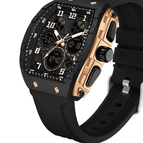 Men's Quartz Watch with Silicone Strap, Waterproof Analog Display, Date Function, Lightweight Durable Design, Active Lifestyle Fashion, Fashionable Waterproof Watch, Fashionable Wristwatch, Quartz Wristwatches