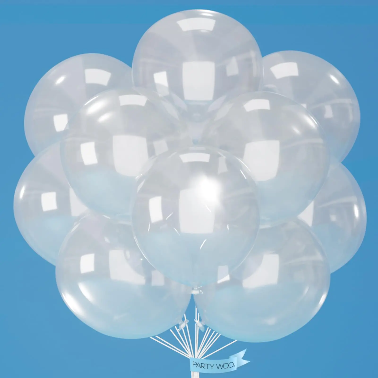 PartyWoo 18-in Round Transparent Latex Helium Balloons, 20pcs Floatable Hand Pump Compatible for Balloon Garland, Birthday Party, Wedding Decorations Clear-Y2