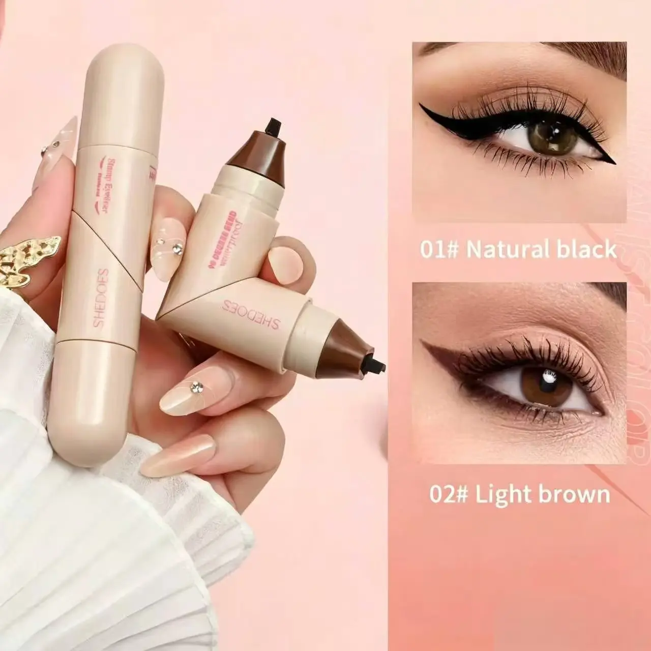Rotating Eyeliner Stamp Pen – Dual-Head Design with Wing Stamp, Quick-Dry, Long-Lasting, Smudge-Proof for Easy Cat Eye, Sharp Winged Lines & All-Day Makeup Wear
