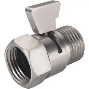 Shower Head Shut Off Valve, Brass G1/2“ Water Flow Control Valve for Shower head and Handheld, Water Pressure Regulator Replacement for Shower System(Brushed Nickel)