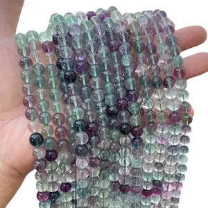 Natural High Quality Fluorite Gemstone Smooth Round Loose Beads 15.5 Inches Long AAA Quality for DIY Jewelry Making Bracelet Necklace Earrings