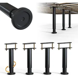 4 count Bed Frame Support , Adjustable Height 5"-8.6", Extra Sturdy Steel Bed Frame Support  with  Rubber Base,  /Quieter, Bed Slat Reinforcement Kit for / Bed