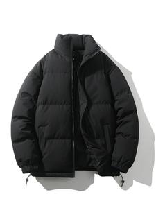 men's solid thicken zip up drawstring down jacket, loose puffer jacket, casual thermal pocket funnel neck outwear for fall & winter, streetwear, cold weather gear, jackets for men, winter tops 2024, winter jacket, thick jacket, essentials puffer coat