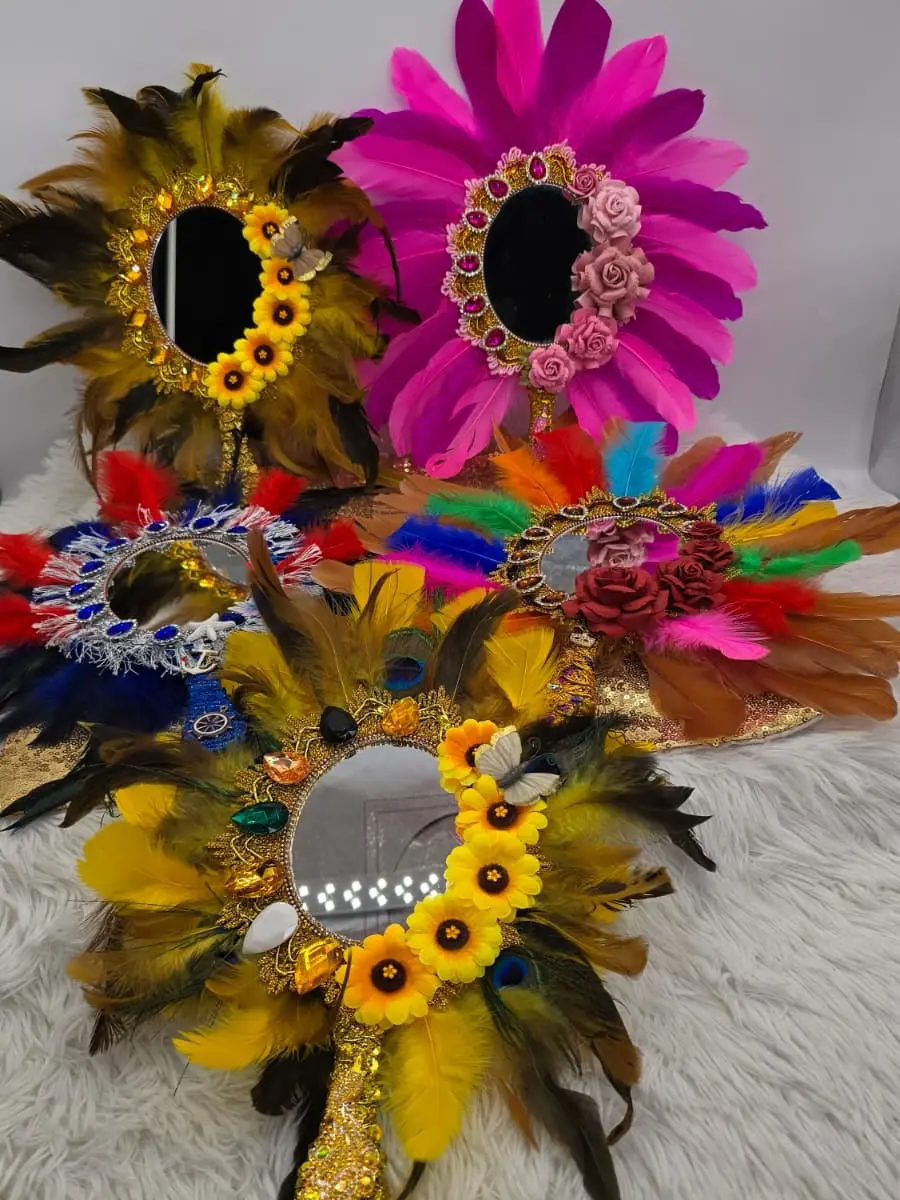 Oshun Yemaya Oya Obba Ritual Mirror Set - Santeria Yoruba Orisha Altar Tools