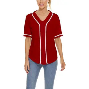 Women Baseball Jersey Button Down Short Sleeve T-Shirt Sports Uniform Softball Jersey Active Tee