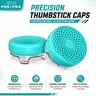 2× Turquoise Performance Thumbstick Caps, Anti-Slip Concave Silicone Plastic Joystick Cap Grip for PS5/PS4 Controllers, GameSir Gamepads - Height-Boosted Textured Cover for Enhanced Aim, Movement Control, Comfort | PS5 Gaming Accessories
