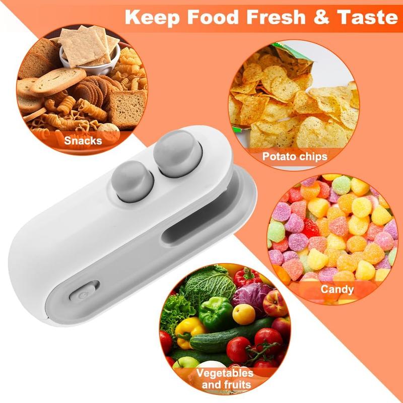 【Valentine's Day Essential Gift】Mini Handheld Vacuum Sealer USB Charging | 2-in-1 for Chips & Snack Bags,Must-Have Valentine’s Gift for Snack Lovers,Ideal Valentine’s Gift for Her/Him.