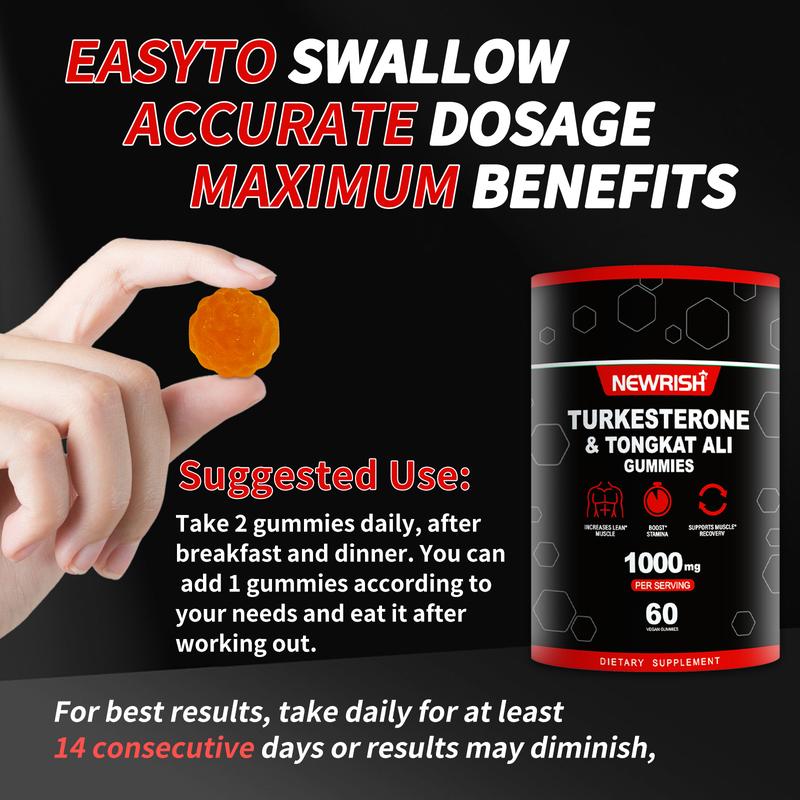 Newrish Strength Gummies - with Turkestan Ajuga and Tongkat Ali Root Extracts - Immunoglobulin - Boosts Strength and Power - Bodybuilding Supplement - 60 Gummies