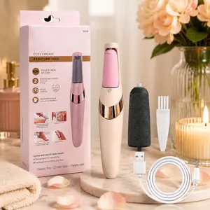 USB rechargeable electric foot file: Equipped with 2 replaceable grinding heads, suitable for different hardness calluses, LED lights can illuminate the care area, precisely remove hard and dead skin on the feet, professionally care for dry and cracked he