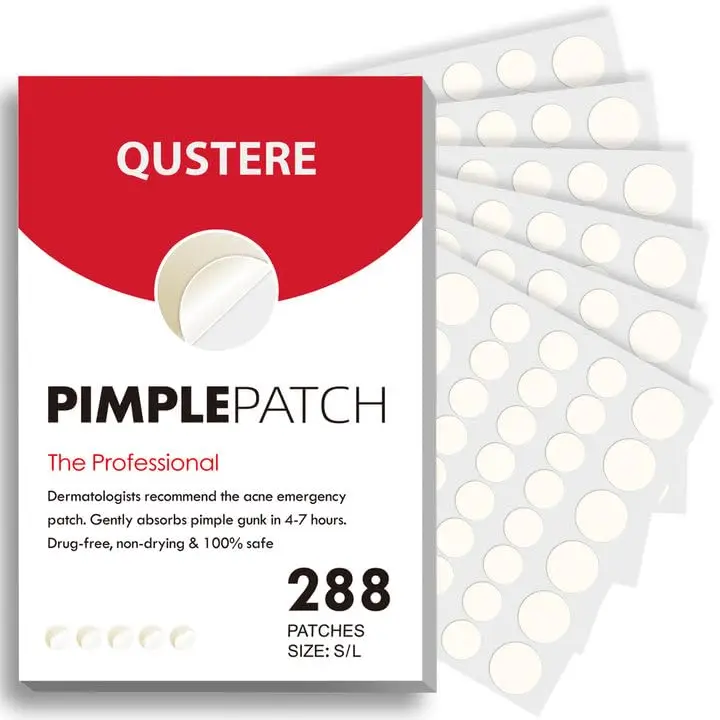 QUSTERE Pimple Patches for Face, Hydrocolloid Acne Patches, Cute Round Shape Zit Covers, Spot Stickers with Tea Tree, Salicylic Acid & Cica Oil| 2 Siz