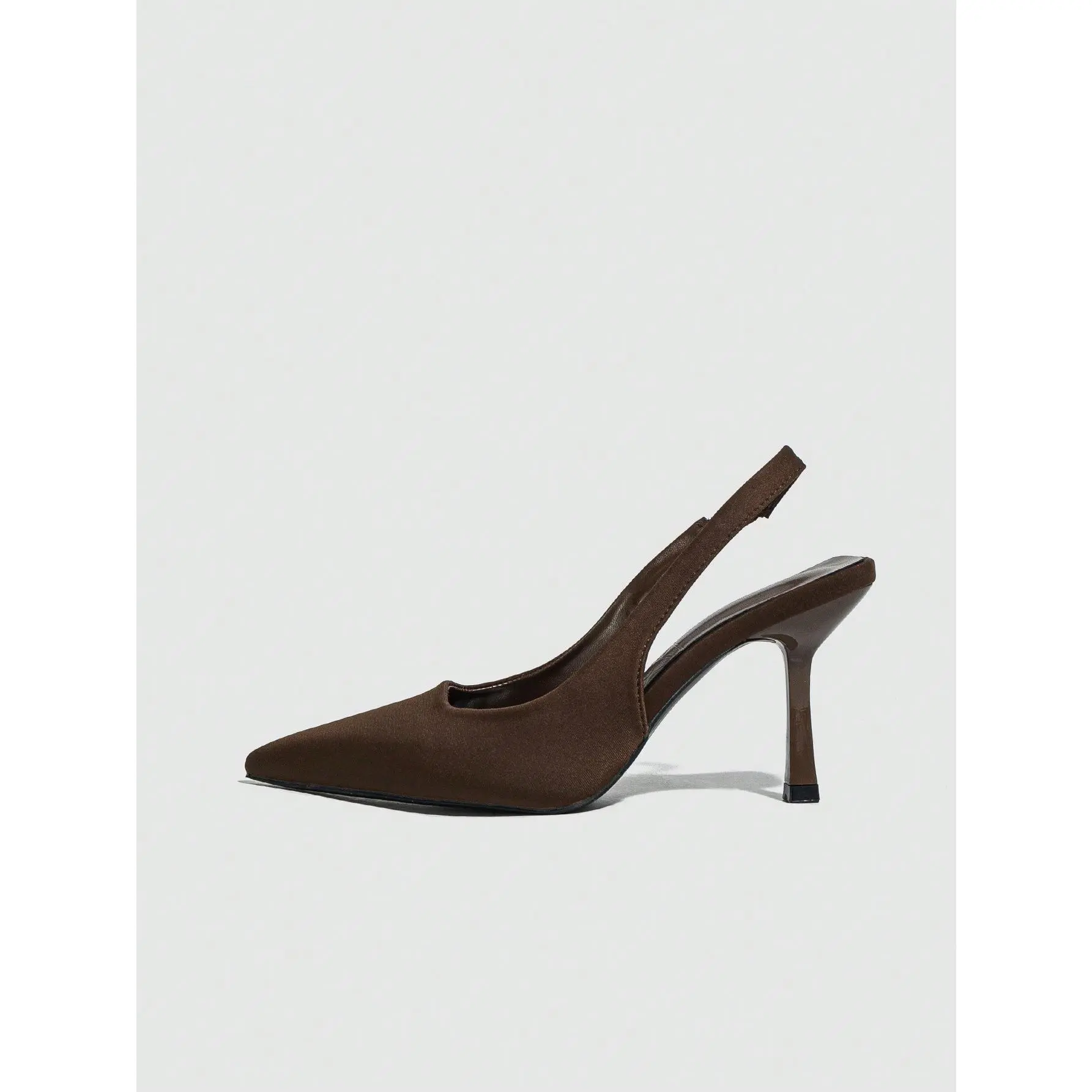 Women's Coffee Brown Pointed-Toe Stiletto Work Shoes - Suede, Shallow-Mouth, Ankle Slingback Strap, All Seasons Autumn Heels (CN36)