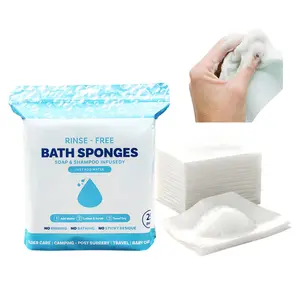 No Rinse Extra Large & Ultra Thick Bath Wipes for Adults (25 Pack) - Soap Infused No Rinse Shower Sponge, Just Add Water & Lather. Extra Thick Body Wipes for Gym, Camping, Travel, Elderly & Post Surgery Care-Cleaning Essentials