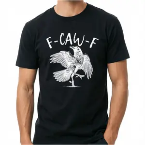 "Funny Gothic Crow T-Shirt - F-Caw-F Raven Lover Shirt, Dark Humor Gift for Bird Lovers, Spooky Design"