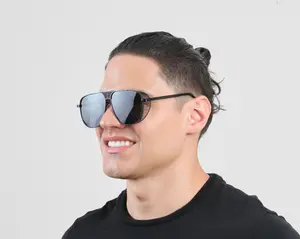 Simplistic Elegance Fashion Polarized Logo Shades Sunglasses | Classic Unisex Custom Luxury Sunglasses | Sunglasses for Unisex | Sunglasses For Outdoor, Sports, Driving, UV400 Protection - Black