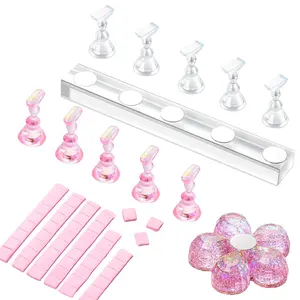 Nail Stand for Press On Nails Display Practice Art Magnetic Fake Nail Holder for Painting Nails Stand for False Nail Designs with Reusable Putty for Home DIY Beginner Salon Supplies Acrylic Manicure