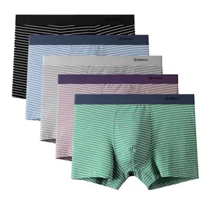 SPRUCC Men's Striped Boxer Briefs 5pcs 95% Cotton 5% Spandex Soft Comfortable Breathable Affordable Underwear