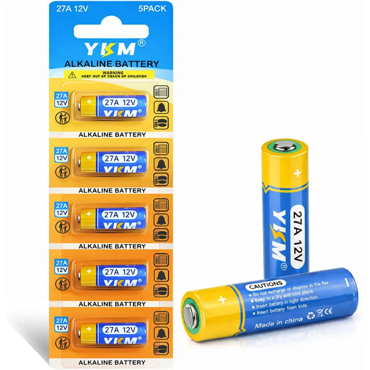 5 Pack A27 12 Volt Alkaline Battery LR27A MN27 L828F 27A 12V Battery for Ceiling Fan Remote Garage Door Opener