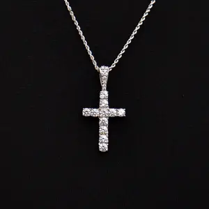 GLD Micro Diamond Cross Pendant | 14k White Gold Plated with CZ Stones Dainty Piece for Everyday Wear and Meaningful Gift Classic Design Lifetime Guarantee