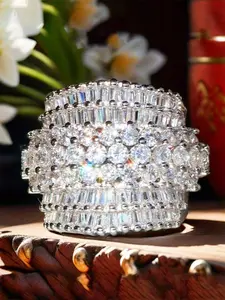 1 PC Gorgeous Cubic Zirconia Ring Statement Multi Ring For Women For Wedding Engagement Party Jewelry Valentine's Day Gift Fashion Rings