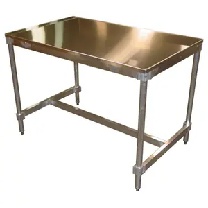 212 MAIN Rectangular Indoor Prairie View Market Table - 34-35.5h x 30w x 36l in., Stainless Steel Top, Aluminum Frame Base, I-Frame Design, Rectangular Market Table