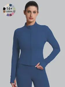 High Elastic Women's Fitness Yoga, Quick-Dry Casual Sports Jacket, Ladies Gym Wear, Comfortable Sportswear Top, Athletic Outerwear, Athletic Jackets