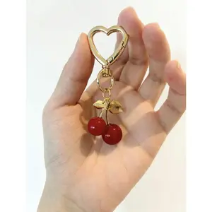 Cherry-Shaped Keychain Bag Charm - Cute Leather Purse Accessory, Adorable Keyring for Car Keys & Handbags patches