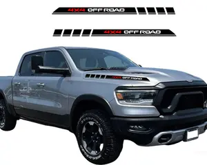 4X4 OFFROAD Car Hood Engine Decal Waterproof Stripes Stickers for Dodge Ram 1500 2500 3500 Matte Black Red Silver White